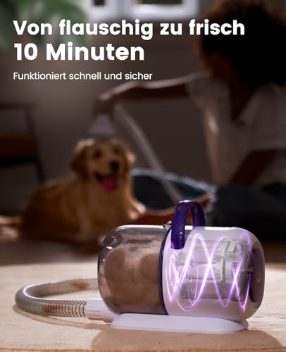 oneisall hundestaubsauger mit bürste, Super Saugkraft mit 12000Pa, Tierhaar staubsauger von der Bürste mit Einem Knopf, Tierhaarentferner mit 4 Pflegewerkzeugen