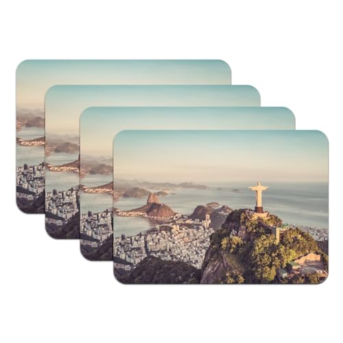 Set de table Rio de Janeiro en caoutchouc grand format x4