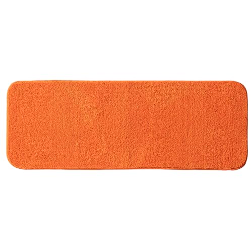 MIULEE Bath Mats Non Slip Bathroom Mats Shower Mat Absorbent Rug Large Rug Door Mat Inside Kitchen Rugs Carpet for Bathroom Bedroom Kitchen Entrance 45x120 cm Orange
