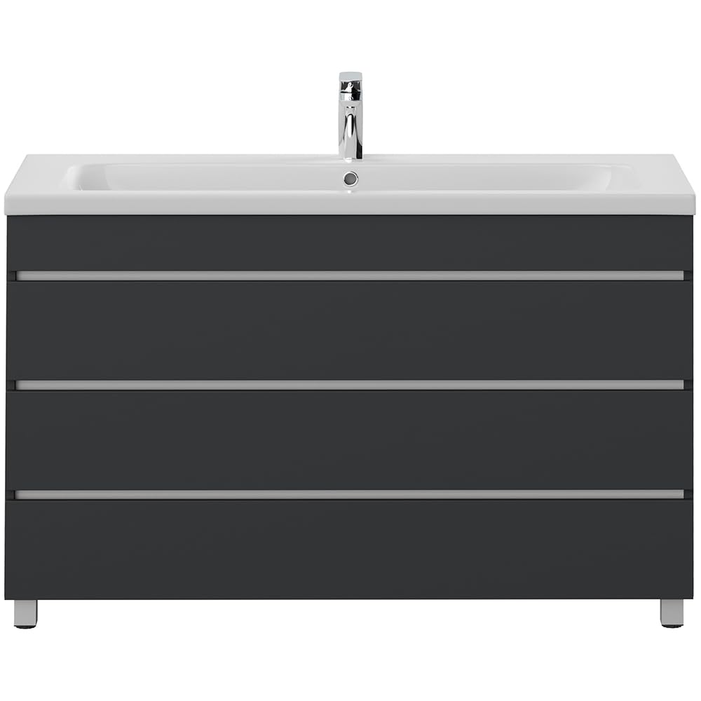 Lomadox Waschtisch 120 cm grau stehend mit 3 Schubladen