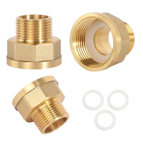 Reduzierstück 1 Zoll auf 3/4 Zoll 3 Stück Messing Reduzierung AG Ø25mm× IG Ø33mm Reduzierverlängerung Muffennippel reduziert IG/AG mit Gummidichtung Reduziernippe für Wasserleitungen