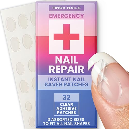 Nail Repair Patches - Clear Self-Adhesive Broken Nail Patches for Broken Fingernails - Split Fingernail Repair Sheet Instant Protection for Chips and Splits - 32 Pre-Shaped Tabs Manicure Saver Kit