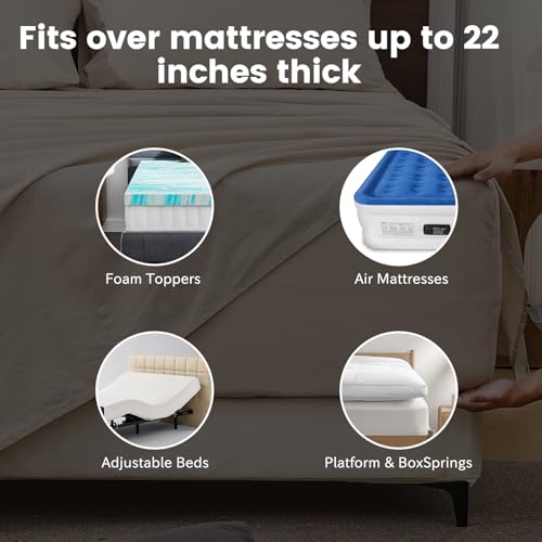Image of Bedlifes 100% French Linen King Bedding Set - 18-24 inch Extra Deep, 4-Piece | Soft & Durable, Breathable & Cooling, Flax Linen Sheet, OEKO-TEX Certified, Moisture Wicking, Easy Care, Machine Washable