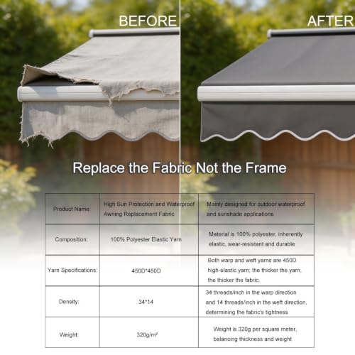 Tela de toldo retráctil para sombra de patio y terrazas con lona impermeable 7