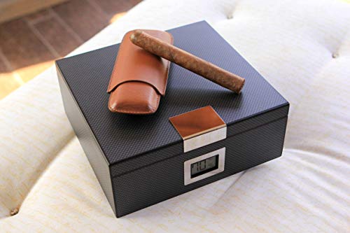 Zigarren-Humidor Case Elegance aus Zedernholz mit digitalem Hygrometer
