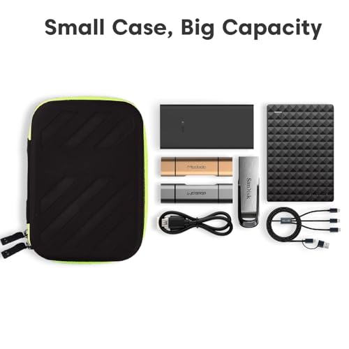 Image of Sounce Premium External Hard Drive Disk Case Cover 2.5 Inch, 6.35cm Storage Organizer Bag /Pouch for Hard Disks, SSD Earphones, Power Bank, Mobile Charger, USB Cables | Water Resistant Material, Black