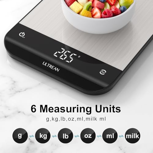 Image of Ultrean Food Scale, Digital Kitchen Scale with LED Display, Weight Grams and Ounces for Baking Cooking, 6 Units with Tare Function, 11lb (Batteries Included)