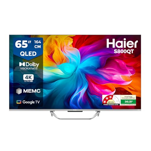 Image of Haier 164 cm (65) S800 Series 4K Ultra HD Smart QLED Google TV 65S800QT-P (Grey)