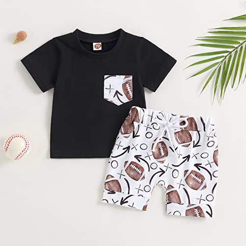 Rtnnsbbfcm Newborn Baby Boy Summer Clothes Short Sleeve Front Pocket T-shirt Top Football Print Shorts 2Pcs Casual Outfit2