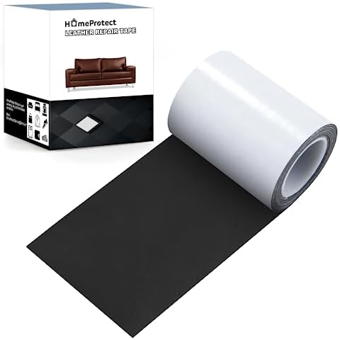 HomeProtect Leather Repair Tape 3.15" x 65" Black Self Adhesive 4-Layer Patch for Couches, Sofas, Furniture & Car Seats Cover