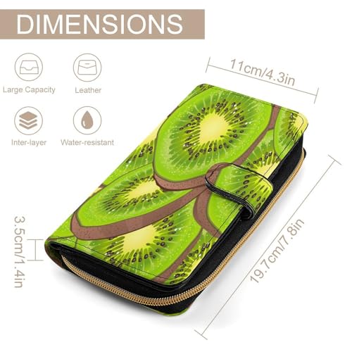 Kiwi Fruits Long Zippered Pouch for Men And Women Large Clutch Cash Wallet with Credit Card Slots2