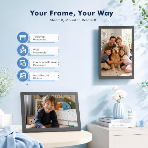 Digital Picture Frame 10.1-inch Digital-Photo-Frame - 32GB Digital Frame, IPS Touch Screen, Auto-Rotate, Slideshow, Load Photo Video from Phone via APP Email, Free Cloud, Birthday Gifts for Women Men