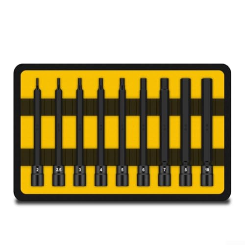 Juego de 9 piezas hexagonales de 14 pulgadas para llaves de vaso Torx para uso de llaves de impacto adecuadas para equipos de reparación y mantenimiento de automóviles