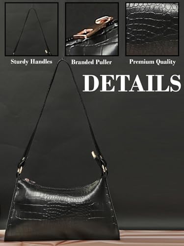 Image of Bagsy Malone Women's Croco Black Shoulder Bag
