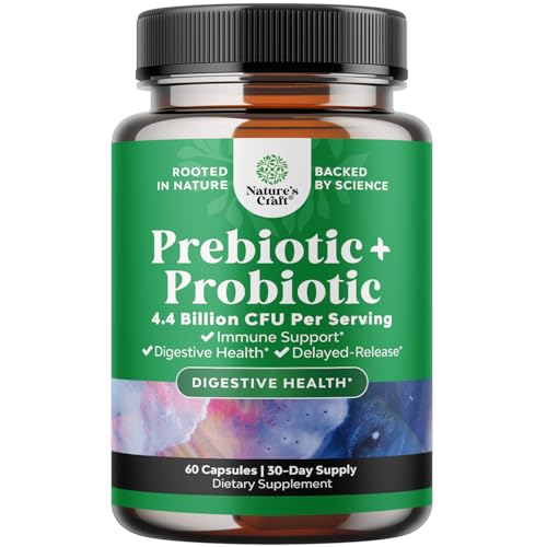 Prebiotics and Probiotics Gut Health Supplement-Super Potent Digestive Health Acidophilus Probiotic Capsules with Men & Womens Probiotics & Prebiotics for Colon Digestive Support and Immunity 60ct