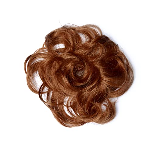 Lullabellz Coletero para cabello de alta calidad, moño desordenado, mezcla de caoba, 6 pulgadas de longitud