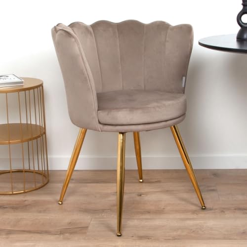 Milton & Oldbrook Velours Chaise de Salle à Manger Andria Taupe