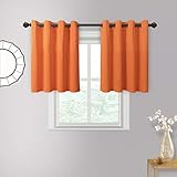 MYSKY HOME Short Orange Blackout Curtains for Small Window Set of 2 Panels 52 x 36 Inch Length Small Grommet Top Window Treatment Curtains for Kitchen/Bedroom/Bathroom