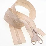 2PCS #10 Heavy Duty Zippers for Sewing Separating Plastic Zippers with Double Pull Tab Slider Beige Tape for Sleeping Bags, Boats, Canvas, Dog Beds, Covers, Tents (60 Inch, Beige) YIGUANXIN