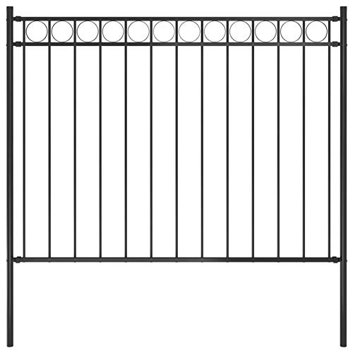 LAPOOH Clôture de Jardin Acier 1,7x1 m Noir,Barriere Jardin Exterieur,Barriere Jardin,Portillon Grillage