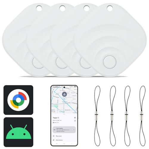 Reyke Android Tracker, Air Smart Tag Compatible avec Google Find My (Android Seulement), Traceur pour clés, Bagages, Valise, Portefeuille, 4 Pack