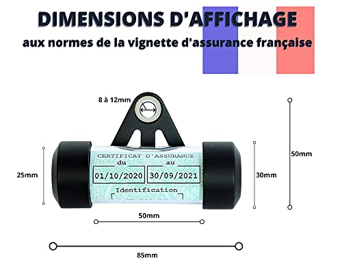 Porte Vignette Assurance Moto Tube, Accessoire Scooter/Moto Support De Vignette Assurance Etanche Noir ✯Marque FRANÇAISE UGOZEN✯ 50x30 mm d'affichage pour Moto/Scooter/Quad - Image 4