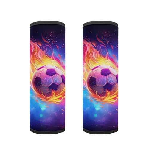 Biyejit Galaxy Fire Soccer Car Seat Belt Covers for Kids, 2 Packs Toddlers Stroller Cartoon Seat Strap Covers, Soft Car Seat Straps Shoulder Pads Seat Belt Protectors for Boys