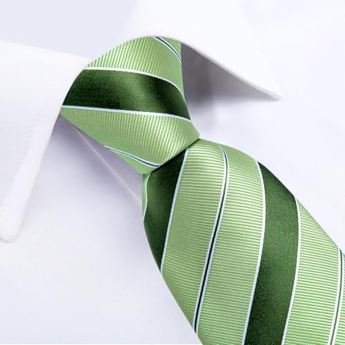 Image of DiBanGu Mens Tie Silk Plaid Striped Necktie and Pocket Square Cufflinks Tie Clip Set with Gift Box Formal Wedding Party
