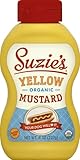 Suzie’s Organic Yellow Mustard – 8 oz | USDA Organic, Non-GMO, Gluten-Free – Classic American Mustard with Clean Ingredients – Perfect for Burgers, Sandwiches, and Grilling