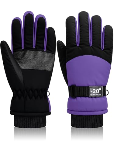 Image of Geyoga Kids Waterproof Winter Snow Ski Gloves for Boy Girl Outdoor Warm Thickening Snowboard Gloves