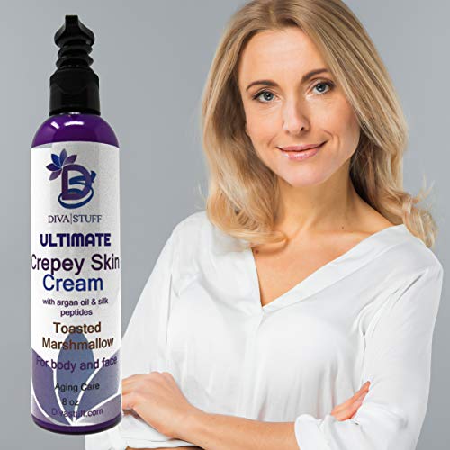 Diva Stuff Ultimate Crepey Skin Body & Face Cream With Hyaluronic Acid, Argan Oil, Silk Peptides And More For Dry & Damaged Skin, 8Oz - Toasted Marshmallow Scent (Made In The Usa) #TOP2