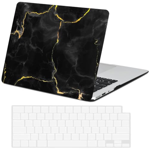 Funda MacBook Pro 13 pulgadas mármol negro y dorado para oficina y teletrabajo creativo