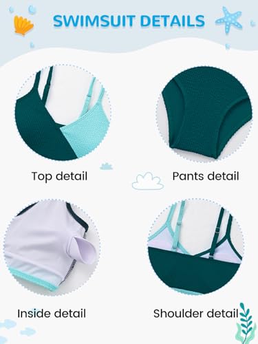 Image of Girl's 2 Piece Swimsuit Solid Spaghetti Strap Bikini Sets Beach Bathing Suit Swimwear for Teen Girls