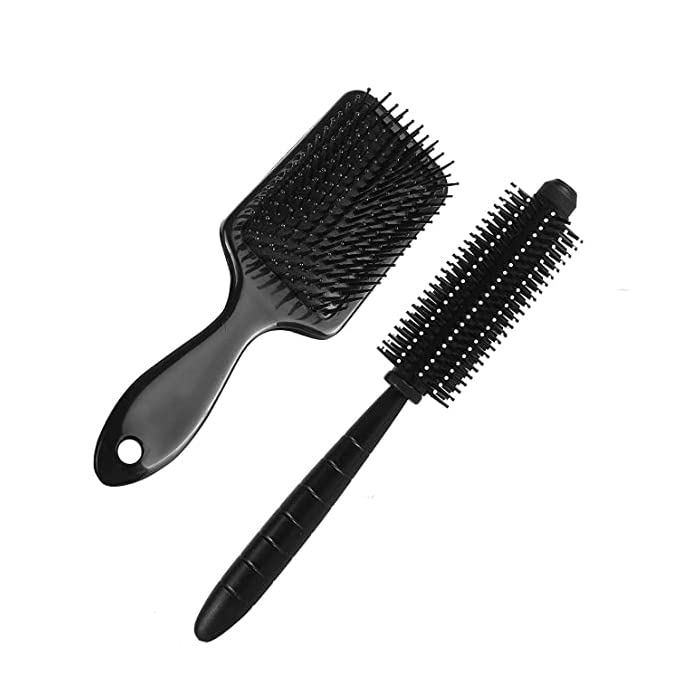 Image of GITGRNTH 2 Pieces Paddle Hair Brush Comb With Round Rolling Curling Roller Comb For Men And Women