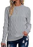 Breampot Pullover Damen Casual Strickpullover Winter Rundhals Lose Pulli Warm Outwear Pullover Oberteile (Dunkelgrau, Large)