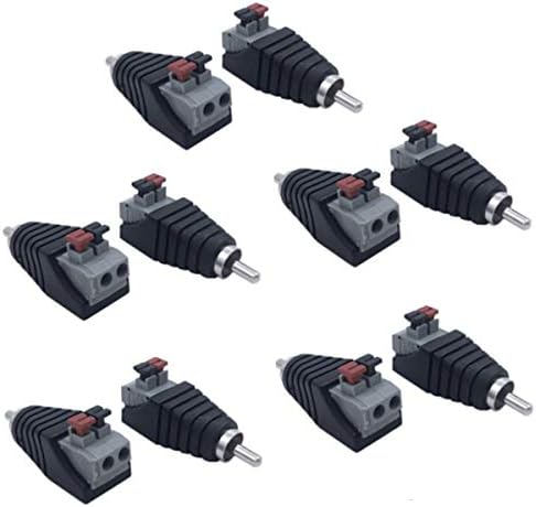 Speaker Wire Cable to Audio Male RCA Connector Adapter Jack Plug 10-Pack