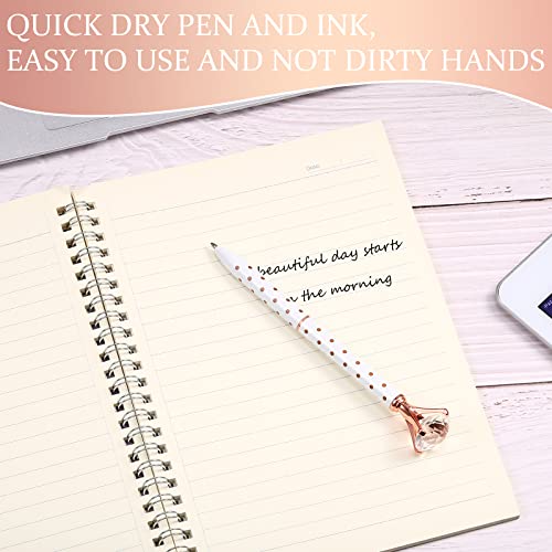 50 Pcs Bulk Diamond Pens With Crystal Bridal Shower Pens Metal Bling Pens With Black Ink Cute Ballpoint Pens Beautiful Wedding Pens For Bridal Shower Party Office School (White With Rose Gold Dots) #TOP4