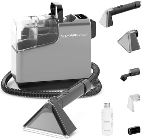 Portable Carpet Cleaner Machine with Steam Techology for Carpet & Upholestery, 12Kpa Powerful Suction with Versatile Tools, Compact Pet Stain Remover and Deodorizer