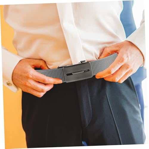 FRCOLOR Men's Adjustable Nylon Ratchet Belt Grey Automatic Buckle for Casual Formal and Outdoor Use Versatile Design for Everyday Wear2