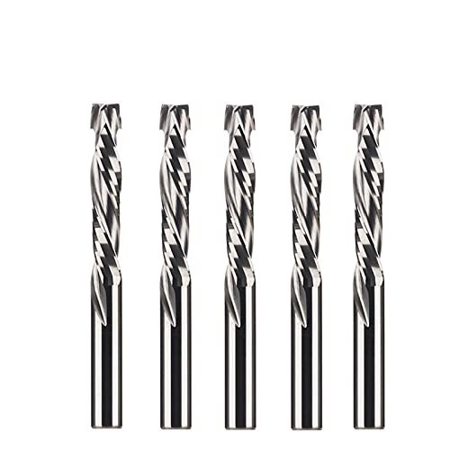 Fraises à compression anti-éclat pour bois MDF lot de 5 outils carbure deux cannelures CNC