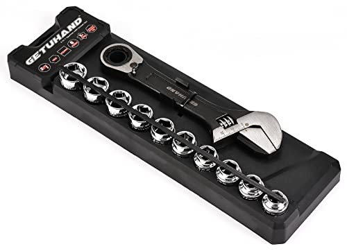 Getuhand 11Pc Drive Go-Through Standard Mechanic Socket Set , 3/8" Ratchet Socket Wrench Set With 3-In-1 Black Oxide Adjustable Wrench And Drive 6 Point Socket Set #TOP5