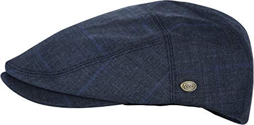 Men's Thick Cotton Summer Newsboy Cap SnapBrim Ivy Driving Stylish Hat (Navy Check-4023, S/M) - Thumbnail 3