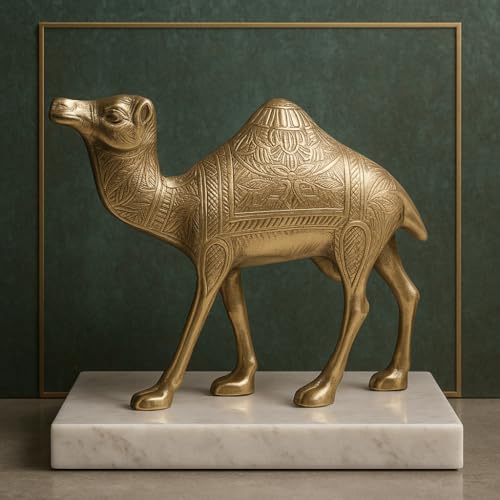 Image of Designer Brass Camel Idol | Authentic Vastu Remedy for Business Growth, Persistence & Travel Luck | Handcrafted Brass Showpiece