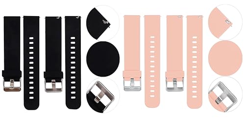Image of ACM Pack of 2 Watch Strap Silicone Belt 20mm compatible with Inbase Urban Lyf M Smartwatch Casual Classic Band (Black /Creame Pink)