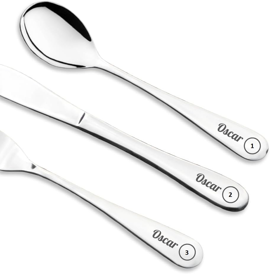 Personalised Engraved Childrens Cutlery Set Christening Birthday Kids Gift Idea (Custom)