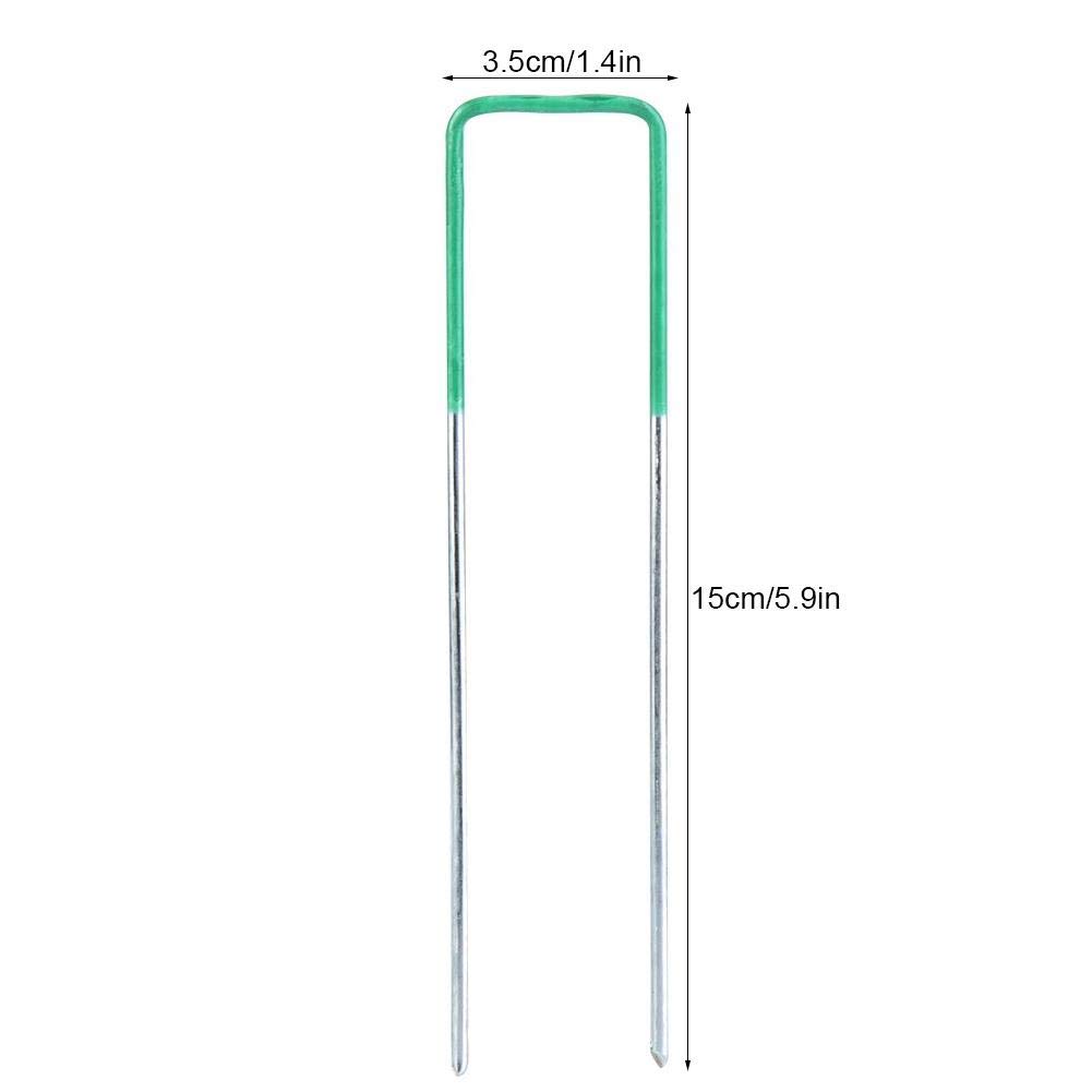 Ganci per Ancoraggio a Terra in Acciaio, 150 mm, Verde, 100 Pezzi, per Prato Artificiale e Giardino
