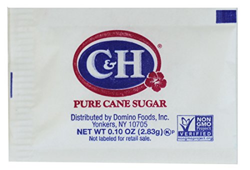 C&H Pure Cane NON-GMO Granulated Sugar, 0.10 Ounce (2.83 Gram) Packets, Pack of 400 in Dispenser Box