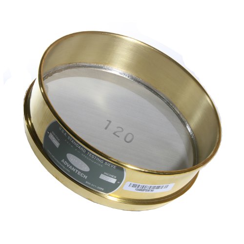 Advantech Brass Test Sieves, 8" Diameter, #120 Mesh, Full Height