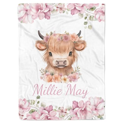 Highland Cow Floral Personalized Baby Girl...