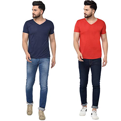 Image of JANGOBOY Men's V-Neck Cotton T-Shirt (Pack of 2)